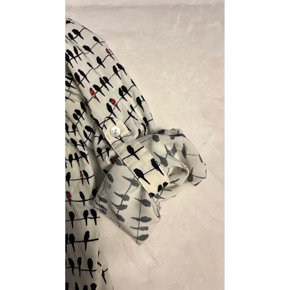 Jane and Delancey Birds on a Wire Shirt Womens 1X Rayon Roll Tab Sleeve Blouse - Picture 9 of 15